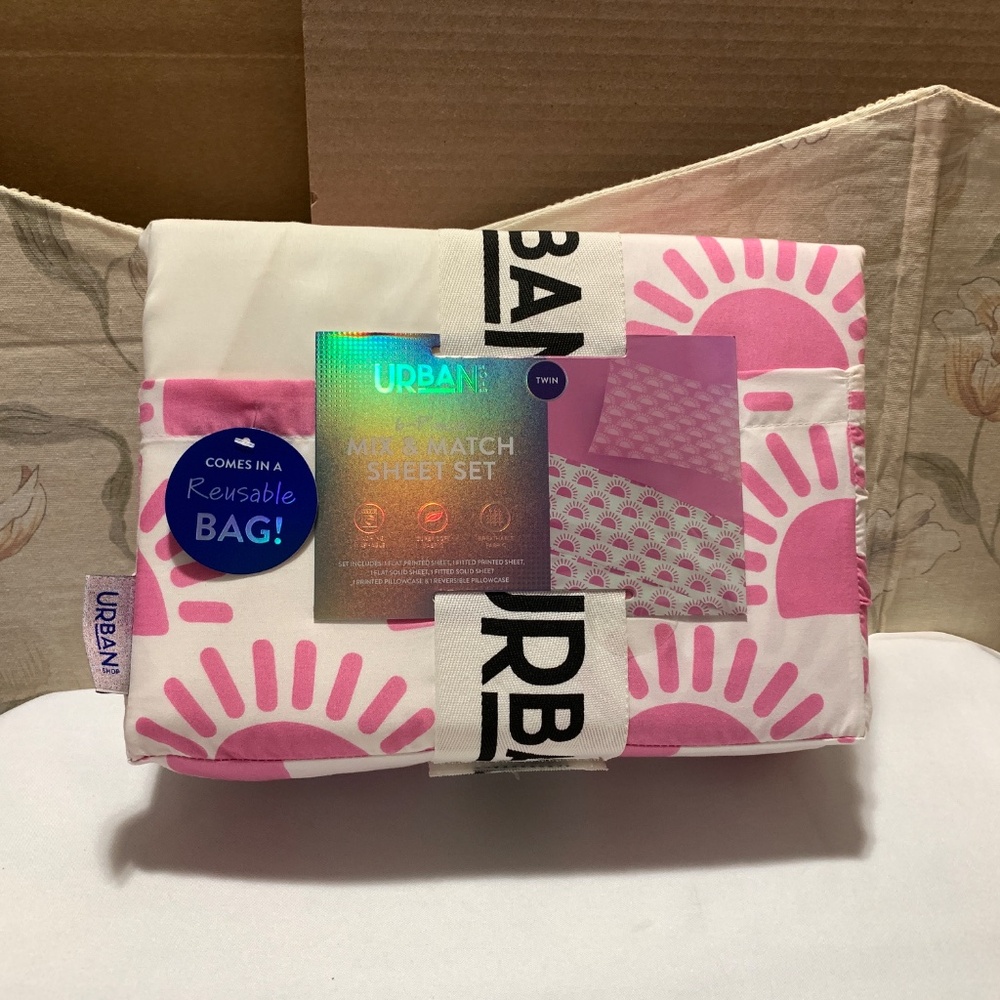 Urban Shop 6Pc Pink Sunburst Twin Mix & Match Sheet Set - NEW